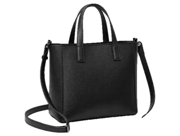 Leather Crossbody Tote, Black